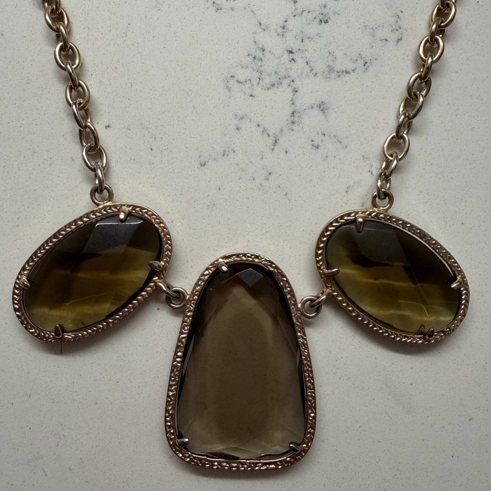 ONE OF A KIND RARE Kendra Scott Vintage Statement Necklace Gold Smoky Topaz - Picture 8 of 10